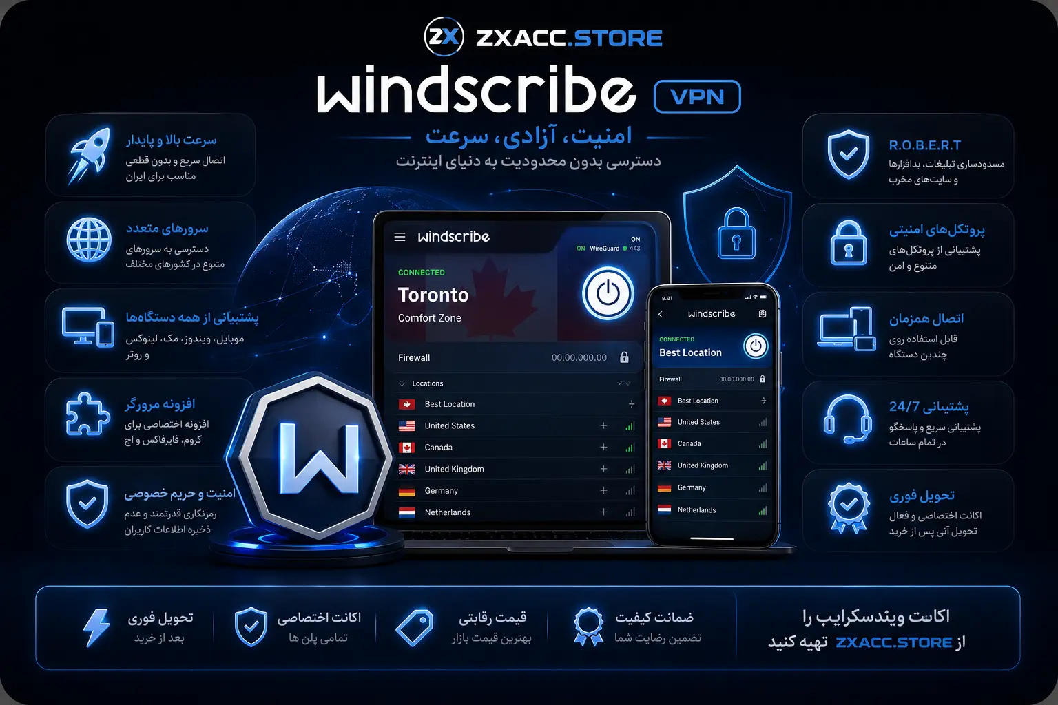 خرید اکانت ویندسکرایب وی پی ان Windscribe